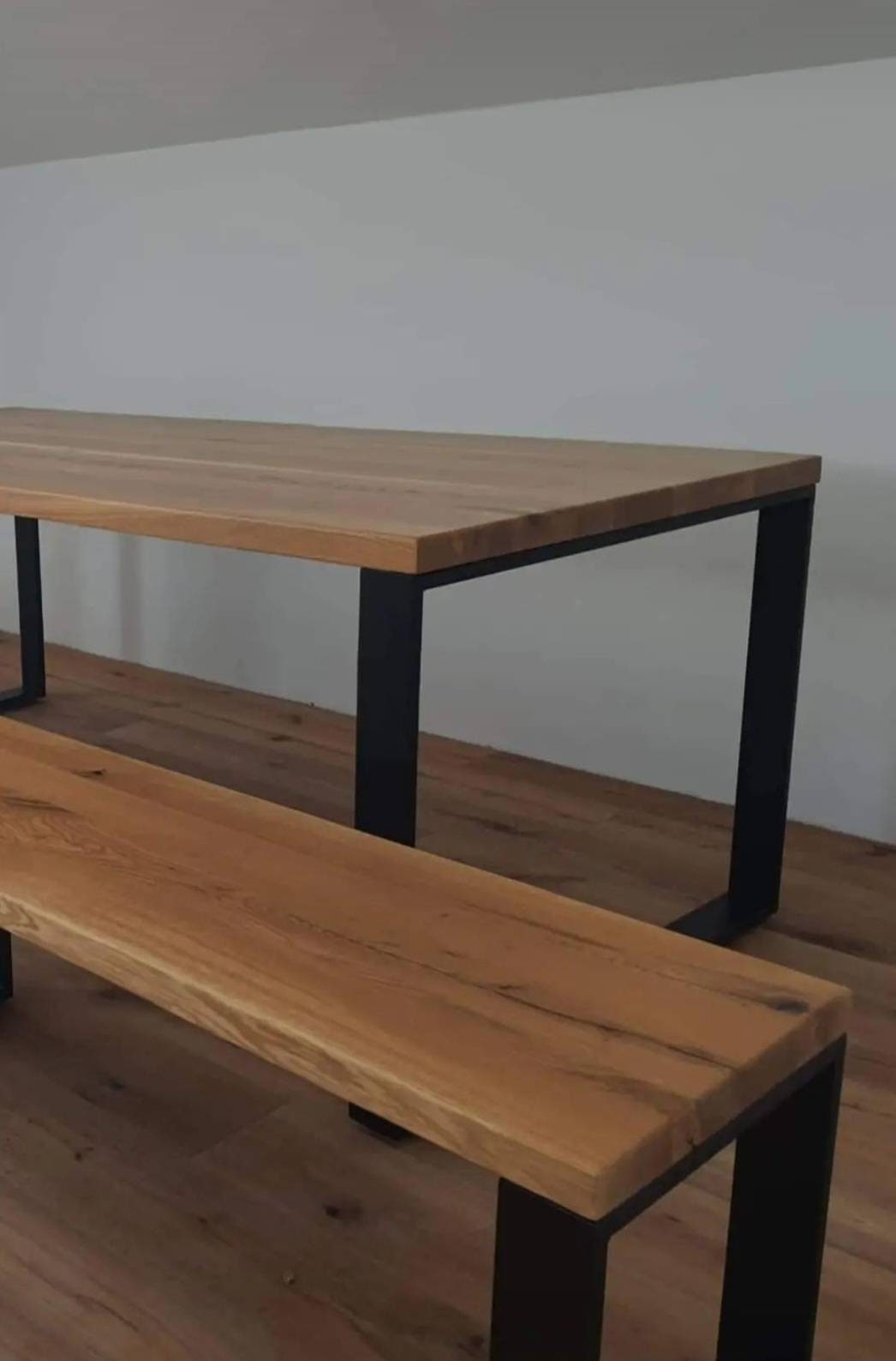 OAK DINING TABLE Solid Wood Dining Table Home Office Table Metal