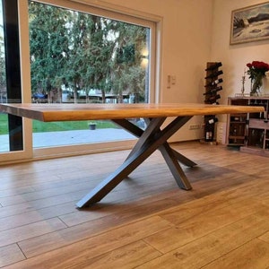 MESA DE COMEDOR DE ROBLE / Mesa de comedor de madera maciza / Mesa de oficina para el hogar / Mesa de comedor rústica / Mesa de comedor de madera