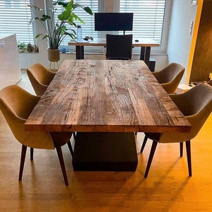 LARGE OAK TABLE, Old Wood Table, Reclaimed table, Straight Edge Table, Natural Oak Rustic Wood Dining Table, Dining Furniture