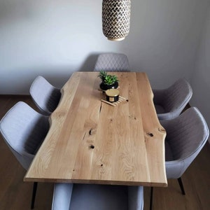 MESA DE COMEDOR DE ROBLE / Mesa de comedor de madera maciza / Mesa de oficina para el hogar / Mesa de comedor rústica / Mesa de comedor de madera