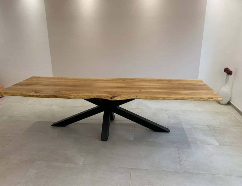 WOODEN DINING TABLE, Live Edge Wood Table, Minimal Wood Table, Straight