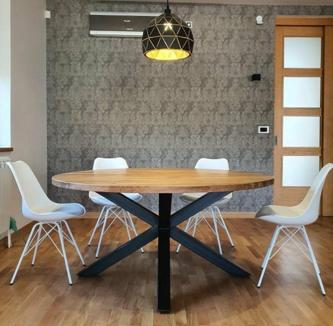 TABLE À MANGER RONDE | Table à manger moderne | Table à manger ronde en chêne | Table à manger en bois massif | Cadeau de salle à manger | Table de sa