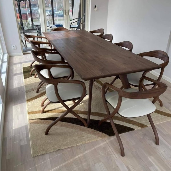 WALNUT DINING TABLE | Solid Wood Dining Table | Home Office Table | Luxury Dine Table | Modern Dining Table | Wooden Dining Table