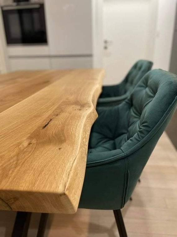 TABLE À MANGER EN CHÊNE | Table à manger en bois massif | Table de bureau à domicile | Table à manger de ferme | Table à manger rustique | Table à man