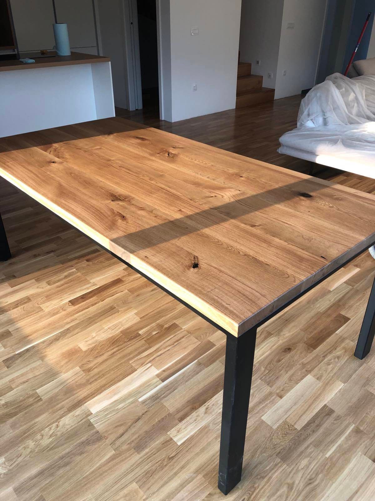 OAK DINING TABLE Solid Wood Dining Table Home Office Table Metal