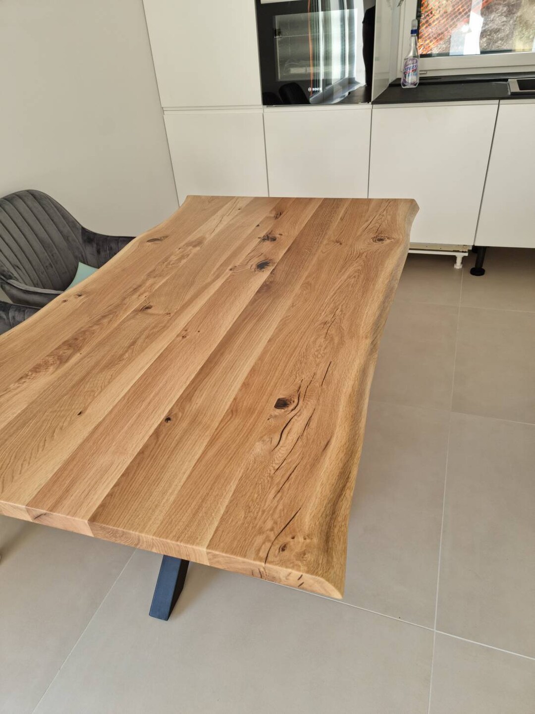 WOODEN DINING TABLE, Live Edge Wood Table, Minimal Wood Table, Straight