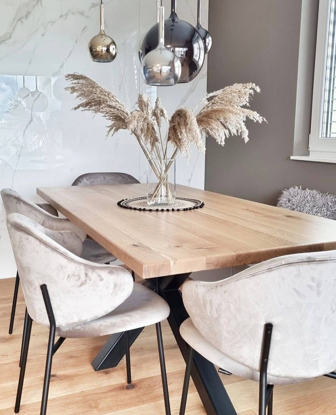 View of WOODEN DINING TABLE, Live Edge Wood Table, Minimal Wood Table, Straight ...