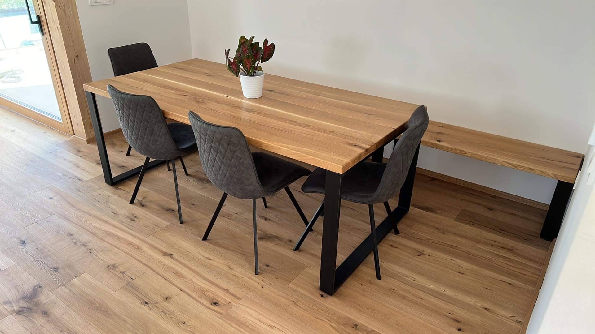 OAK DINING TABLE Solid Wood Dining Table Home Office Table Metal