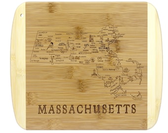 Massachusetts Landmark and State Destination Cheese Cutting Board Makes a Unique Housewarming or Wedding Gift