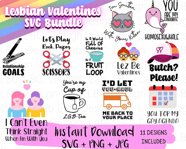 Funny Lesbian SVG, Lesbian Girlfriend Gift, Lesbian Shirt Svg, Mrs & Mrs Valentine, Same Sex Valentines, Funny Lesbian Card Graphics Bundle 