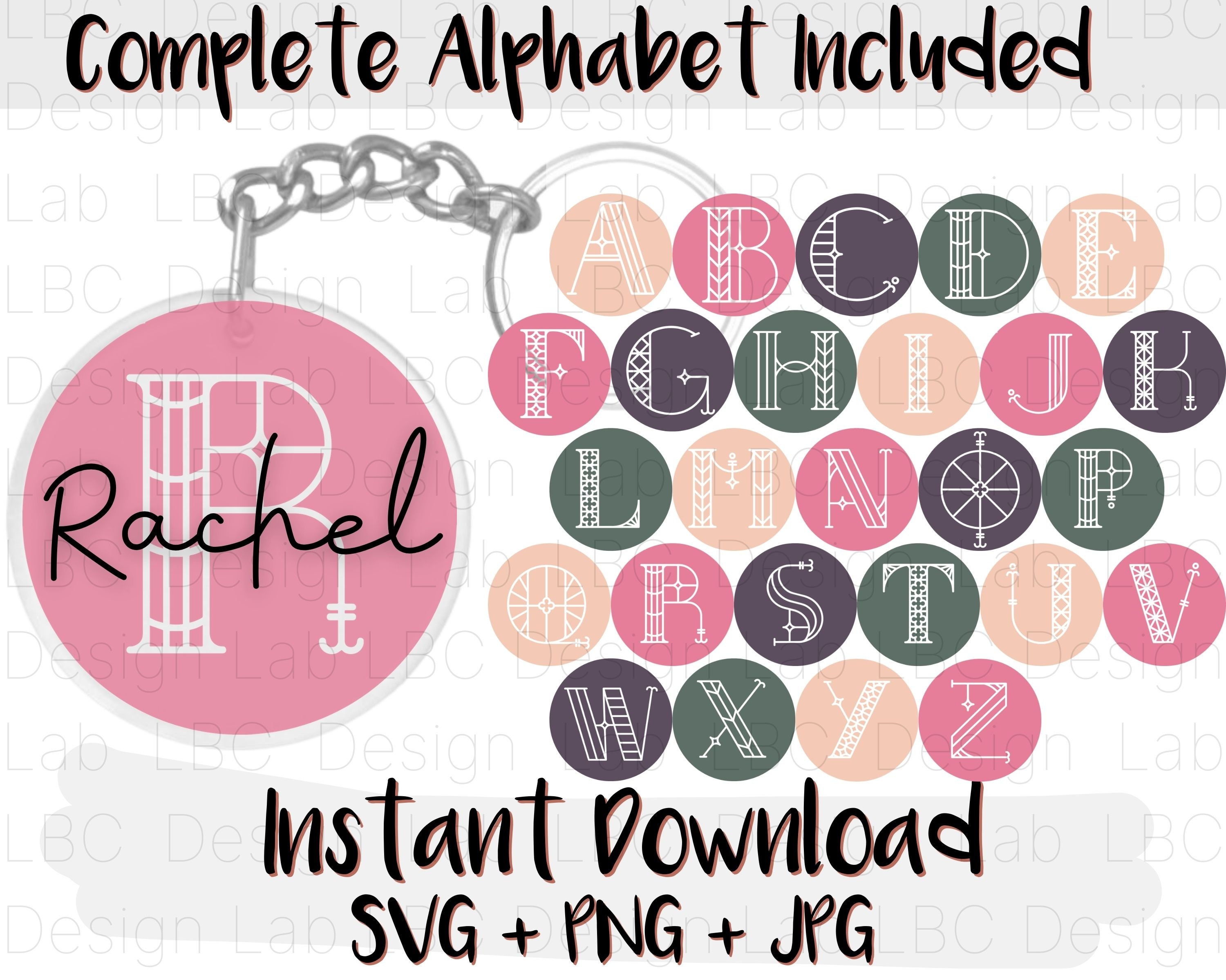 Alphabet Keychain SVG Round Monogram SVG Resin Keychain | Etsy