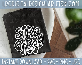 Stay Groovy Peace Sign SVG Cut File, Boho Retro Design (Digital Download)