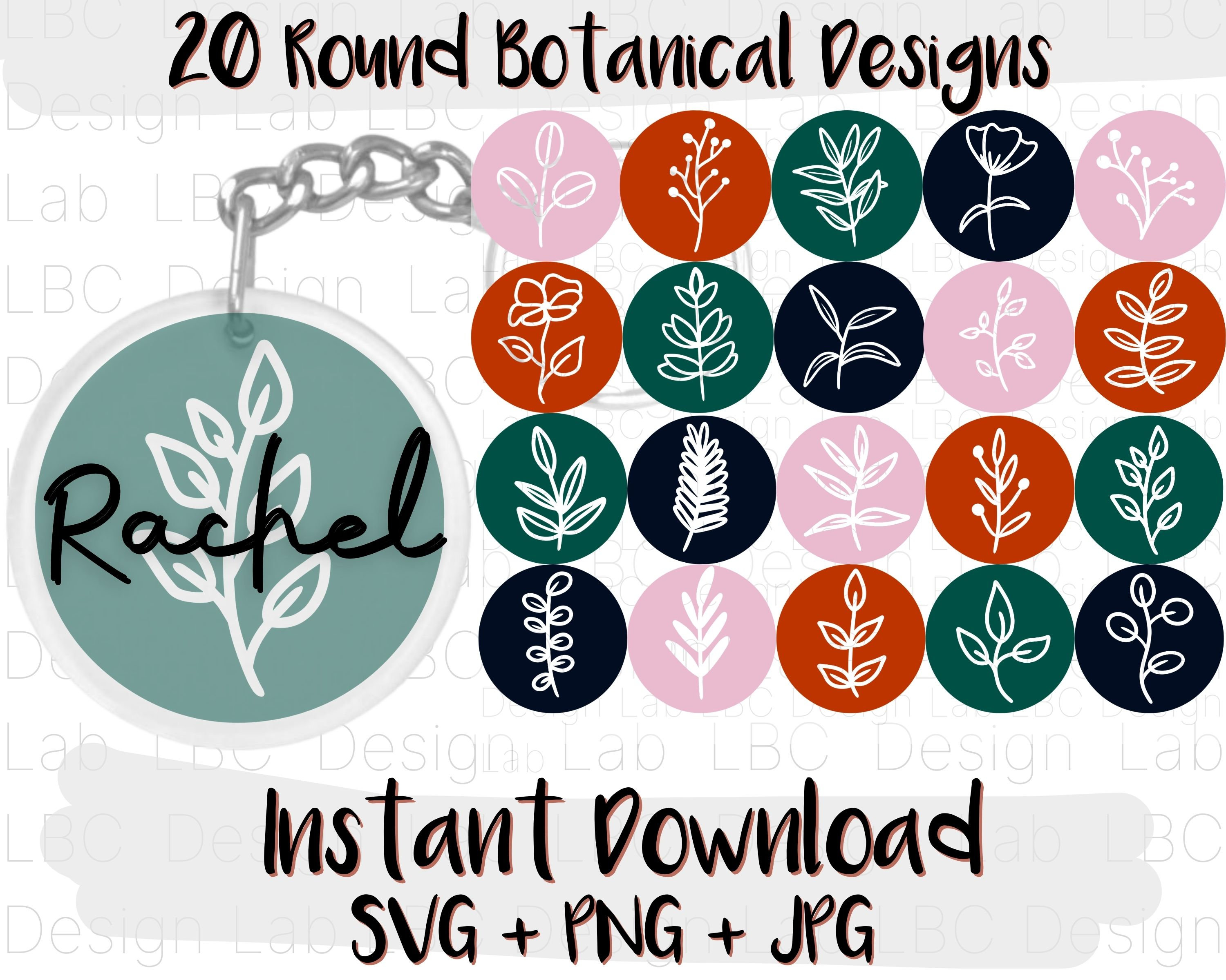 Download Monogram Keychain SVG Acrylic Keychain SVG Botanical | Etsy
