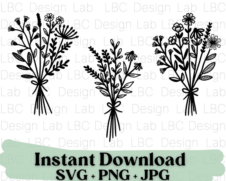 Bouquet of Wildflowers SVG Fall Flowers Svg Bundle Simple | Etsy