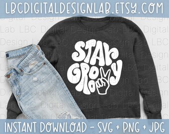 Groovy Font SVG Bundle, Retro Peace Sign PNG (Digital Download)