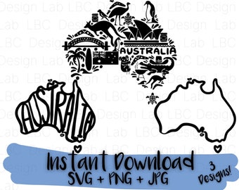 Australia SVG Bundle, Australia Clipart & Images, Koala Svg, Australian Svg, Sydney Svg, Australia Map Outline, Kangaroo Svg