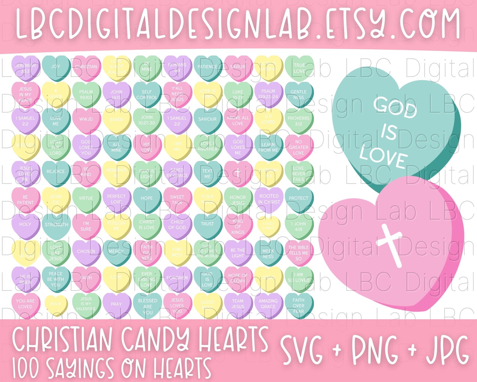 100 Christian Conversation Hearts SVG Bundle Christian | Etsy España