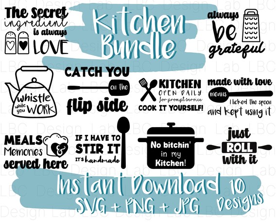 10 Funny Kitchen Quotes Svg Bundle Kitchen Sayings Farmhouse - Etsy New  Zealand