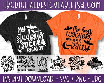 Teacher Halloween Party Ideas, Halloween Teacher SVG Bundle, DIY Halloween Decor, Funny Teacher Svg, Pre-K Teacher Shirt, Trending Now