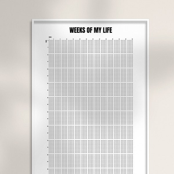 Weken van mijn leven afdrukbare poster - kunst aan de muur - 5000 weken poster - wanddecoratie - motivatie poster - Life Tracking Poster