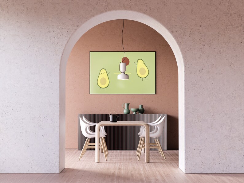 Avocado Printable Poster Horizontal Wall Art Kitchen Poster Vegan Print