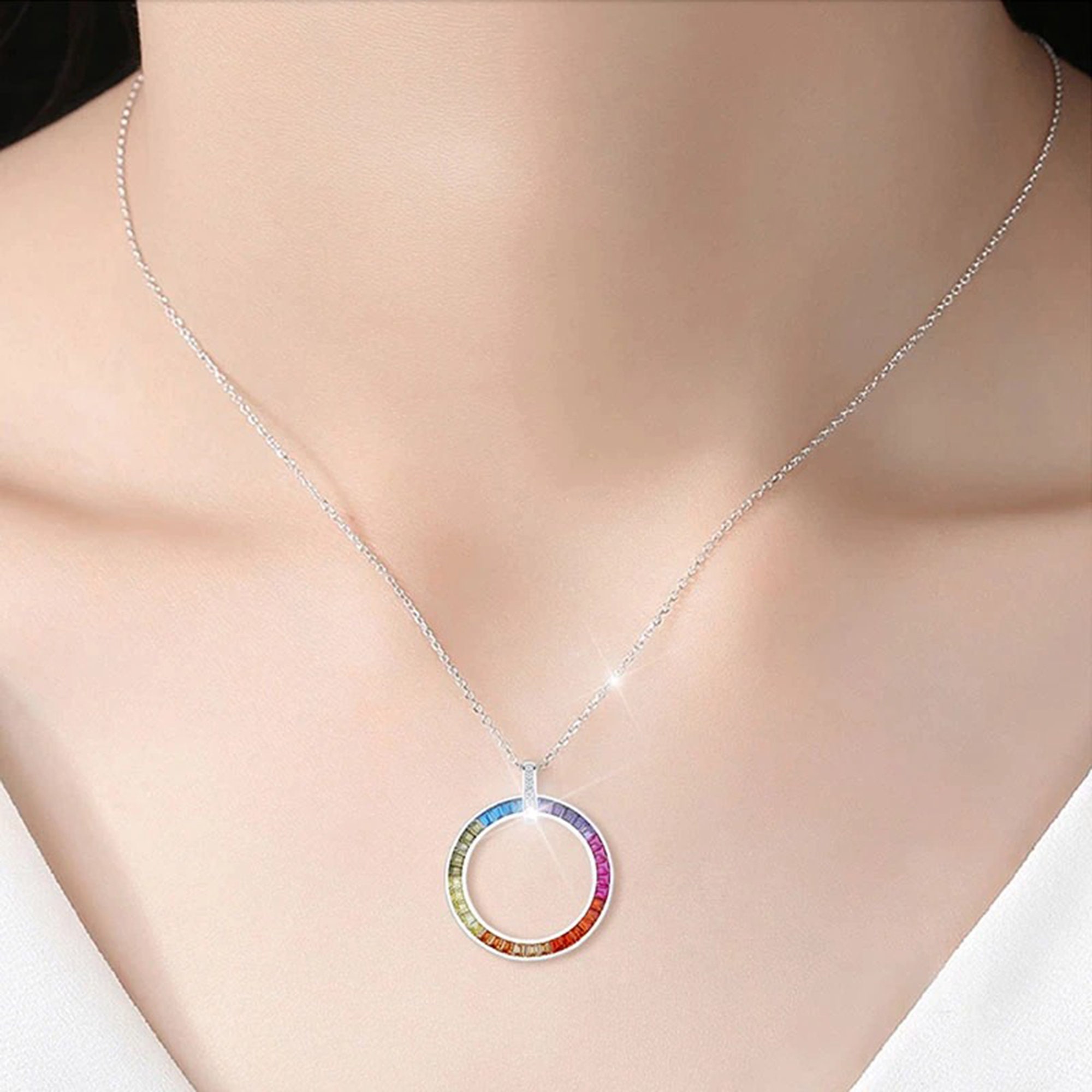 Rainbow circle necklace Clearance