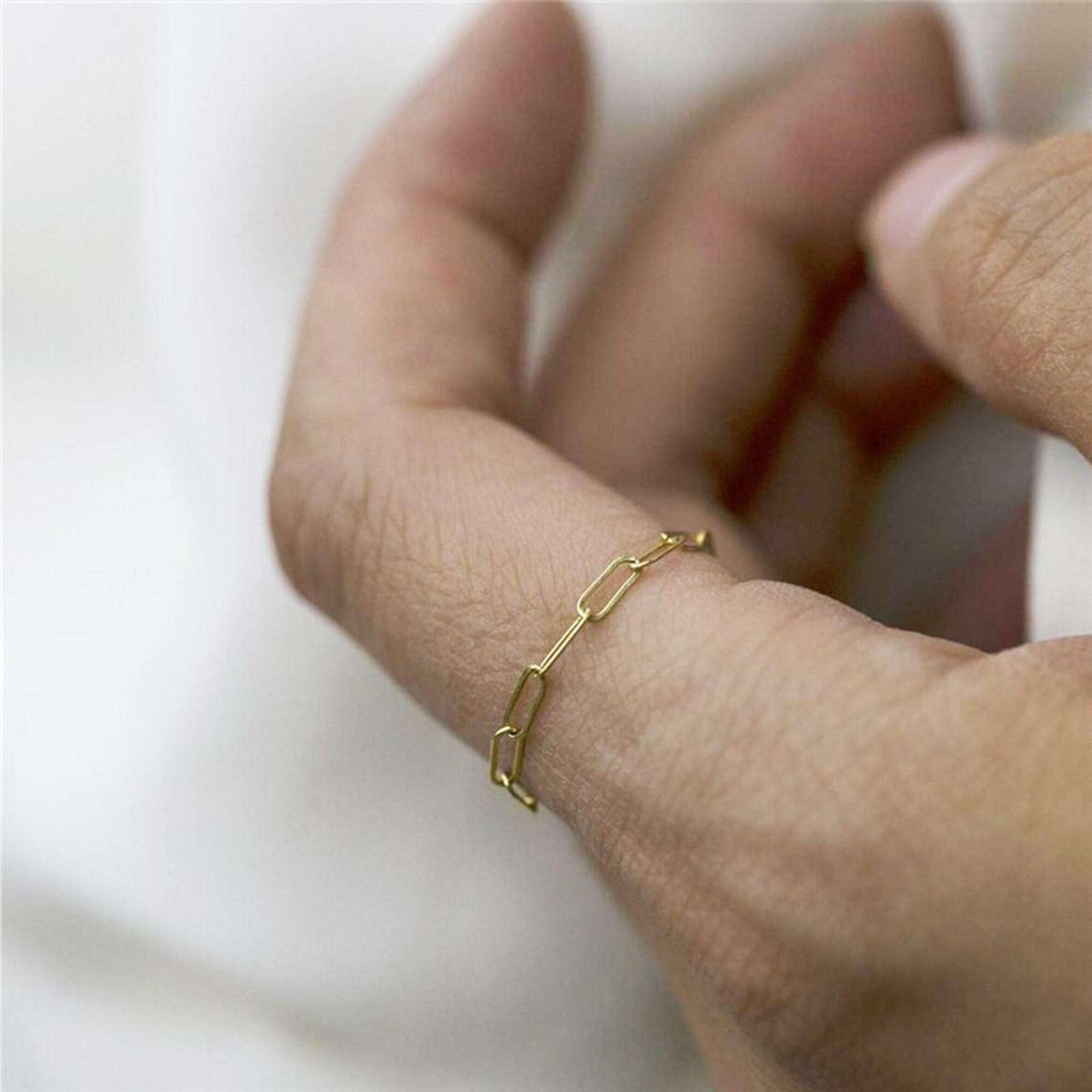 14K gold chain rings Finger rings Minimalist gold jewelry Etsy