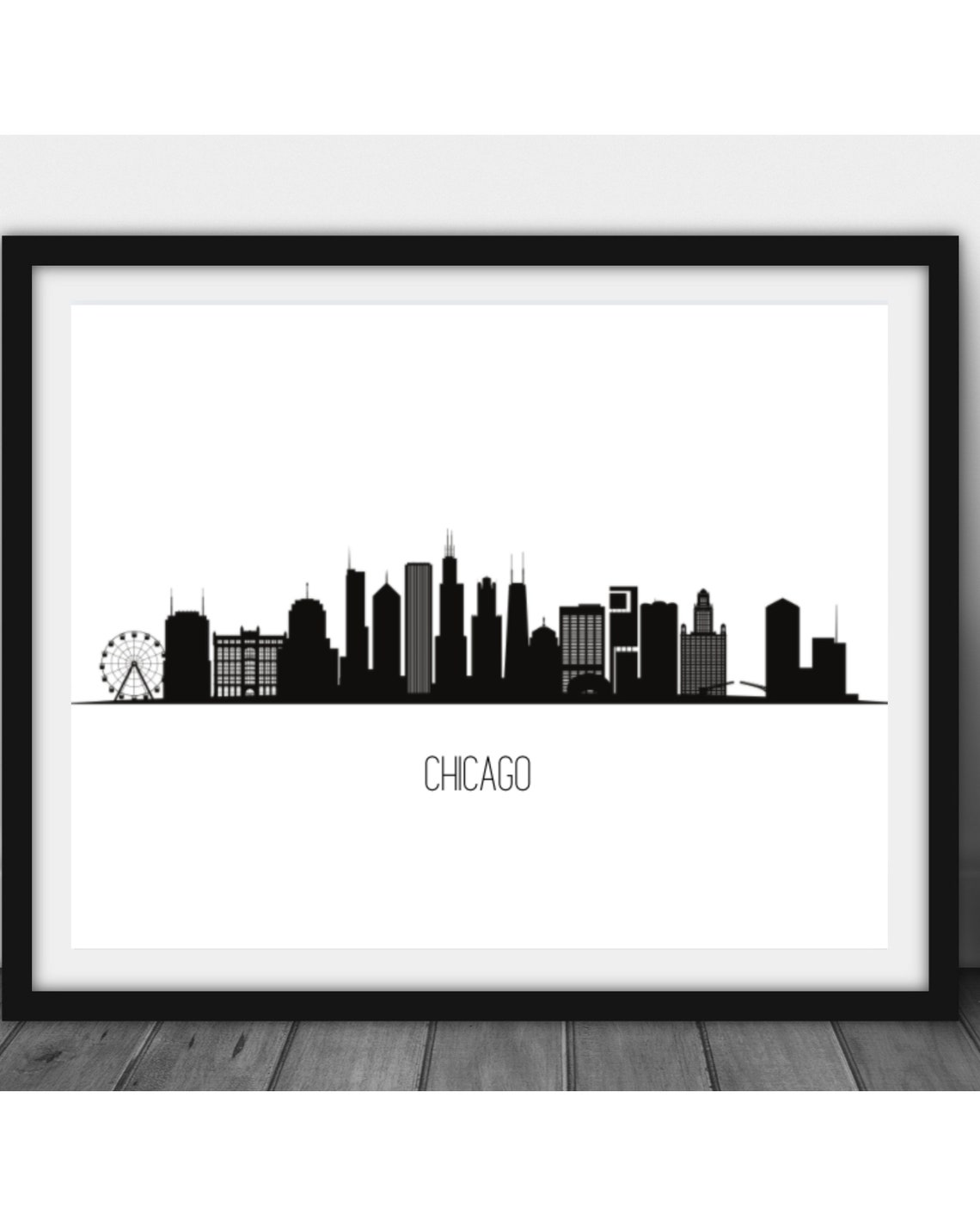 Chicago Skyline, Black White Wall Art, Chicago Cityscape, Abstract