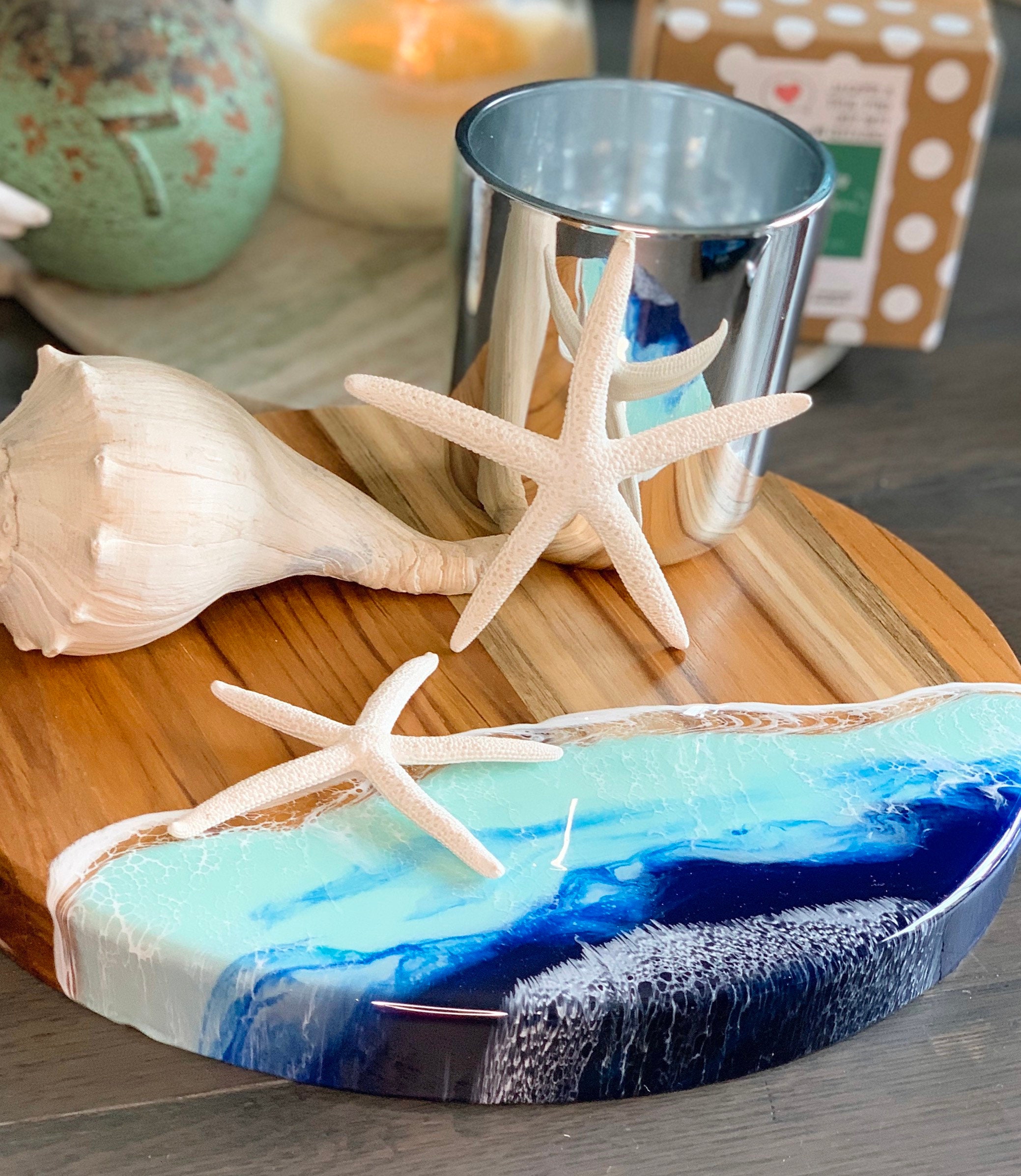 Ocean resin charcuterie Board Cheese board serving board. Etsy