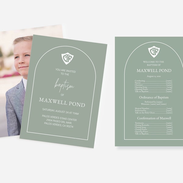 Program & Invitation LDS Baptism Printable | Editable LDS Baptism Program Template | Corjl | Customized | Personalized