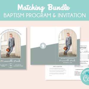 Editable LDS Baptism Program & Invitation: Blue Printable Template