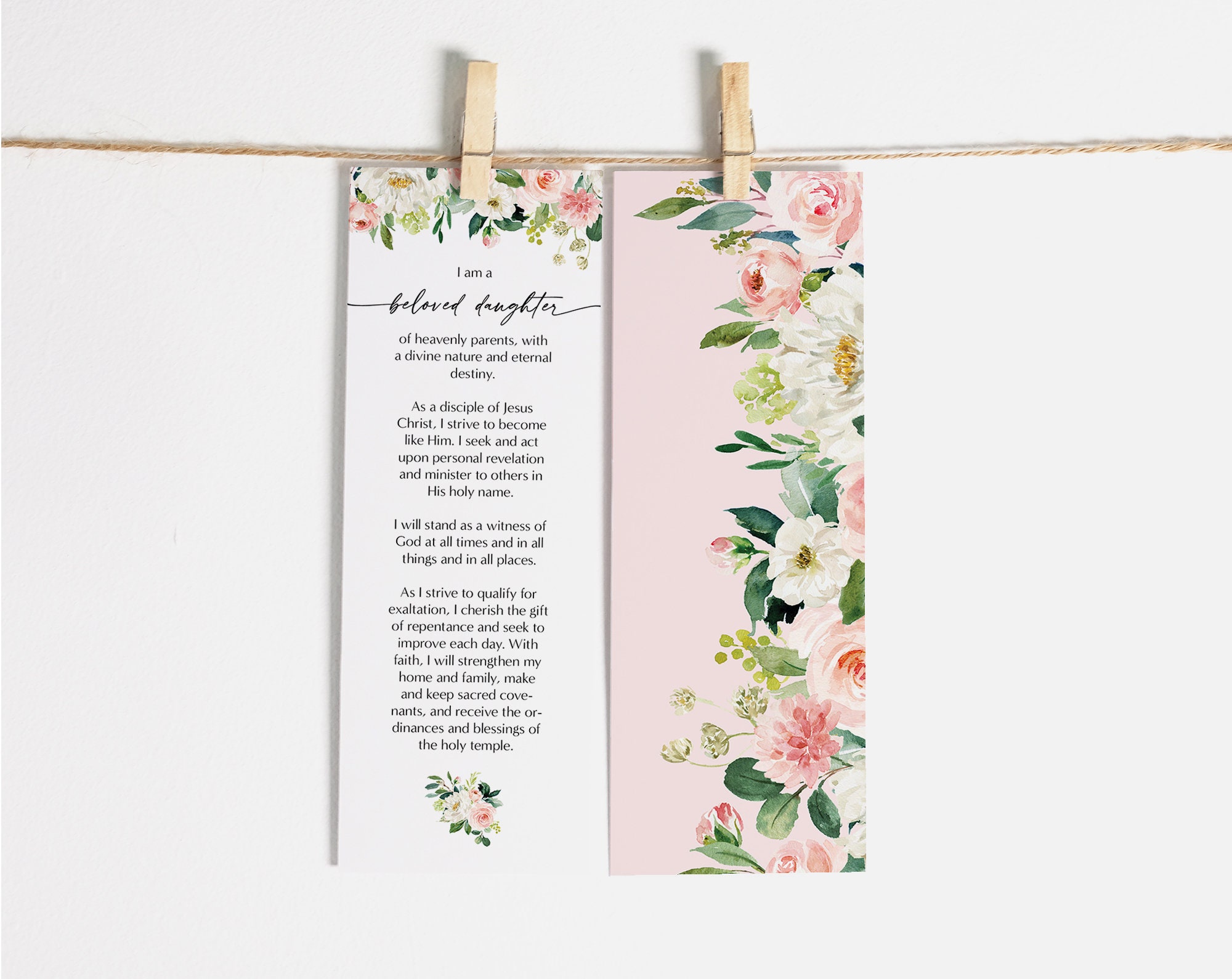 Printable LDS Young Women Theme Bookmarks Digital Download Etsy