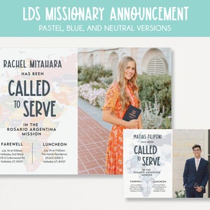Editable LDS Missionary Announcement Printable | Map Version | 5"x7" Announcement | LDS Missionary | Mission Farewell | Corjl | Customized