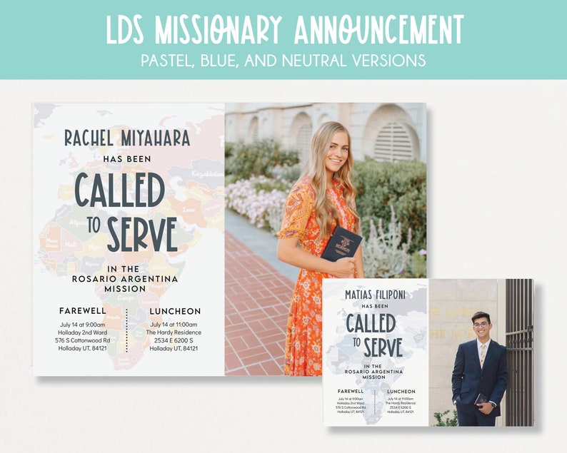 Editable LDS Missionary Announcement: Map Design (5x7, Corjl) - Etsy