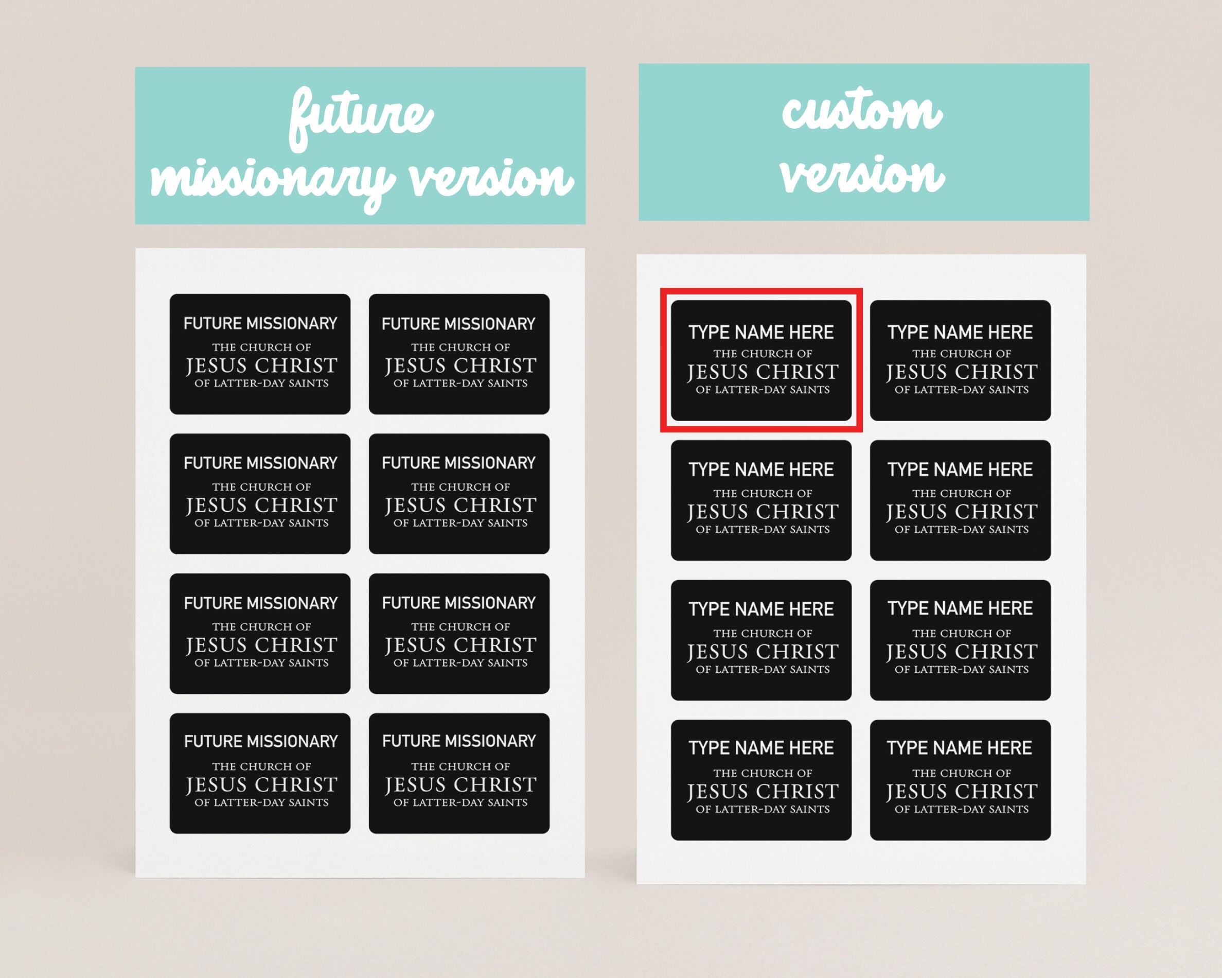 Future Missionary Custom Nametag Printable LDS Missionary