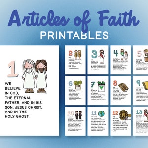 Articles of Faith Printables | Six Sizes | LDS Primary Printables | Articles of Faith Lesson | articles of faith posters | digital download