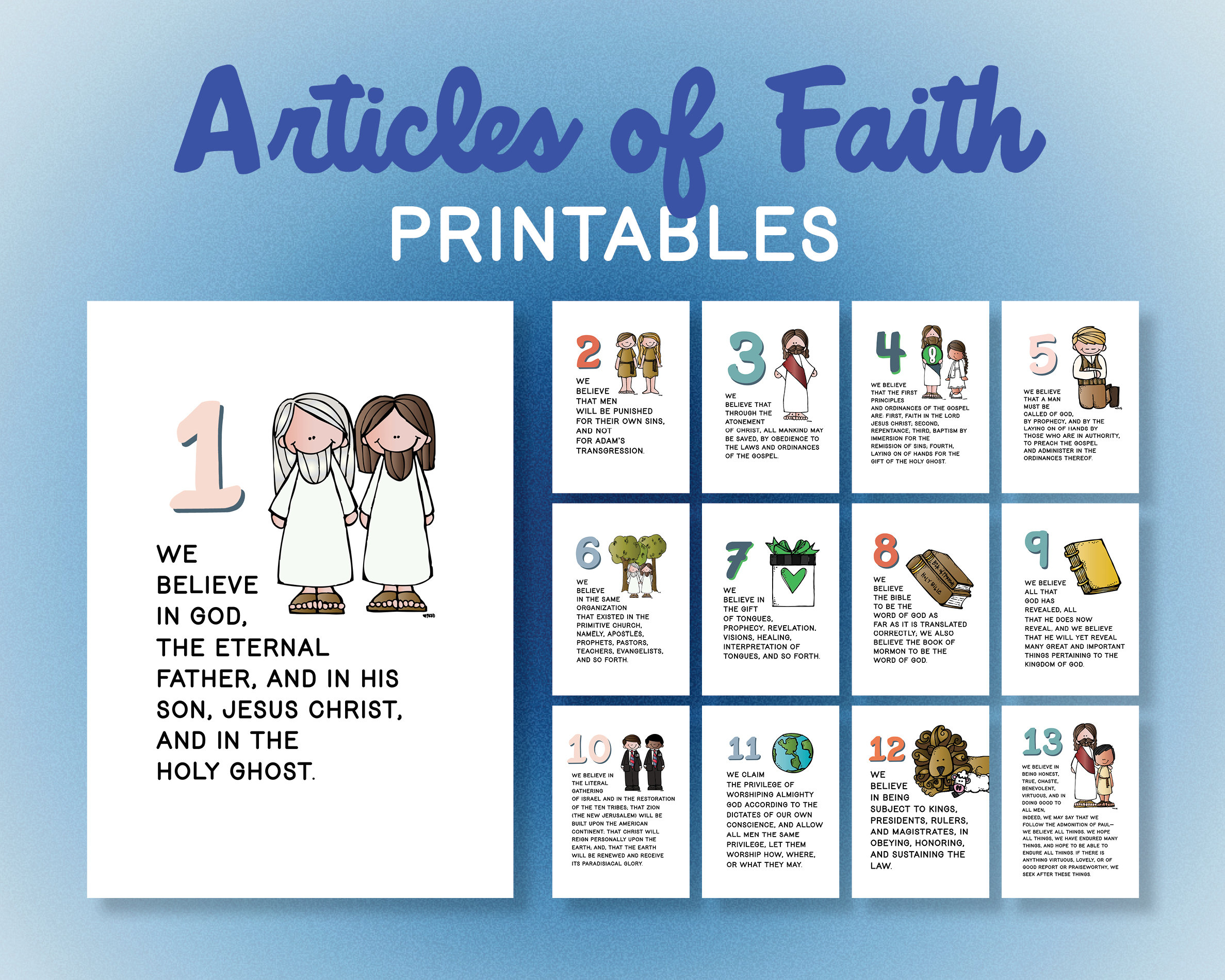 articles of faith printables: lds primary lesson posters (digital