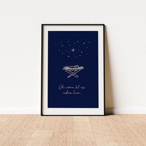Oh Come Let Us Adore Him Printable | Christmas Poster | Nativity Print | Christian Art | Christ Christmas | DIGITAL DOWNLOAD