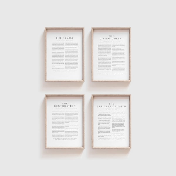 LDS Proclamation Bundle | 5 Sizes | Living Christ | Family Proclamation | Restoration Proclamation | Articles of Faith | Digital Download