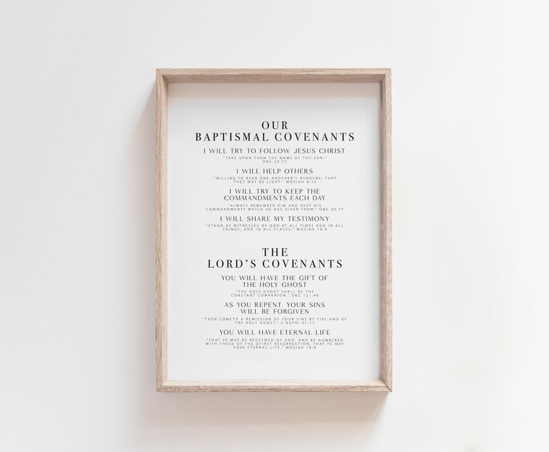 LDS Baptism Covenants Printable LDS Baptism Poster LDS - Etsy