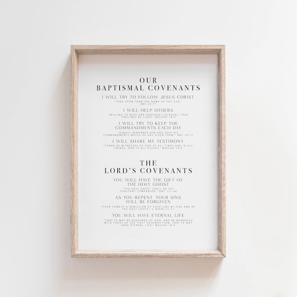 LDS Baptism Covenants Printable | LDS Baptism Poster | LDS Baptism Prep | lds eight poster | lds missionary gift | lds covenant