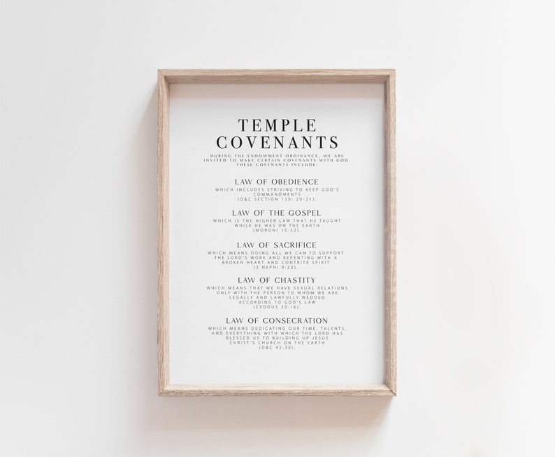 LDS Temple Covenants Printable LDS Temple Poster LDS - Etsy