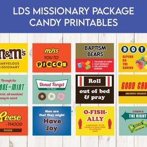 LDS Missionary Holiday Care Package | 12 Candy Printables | Missionary Candy Printables | Treat Printables | LDS Mission Gift