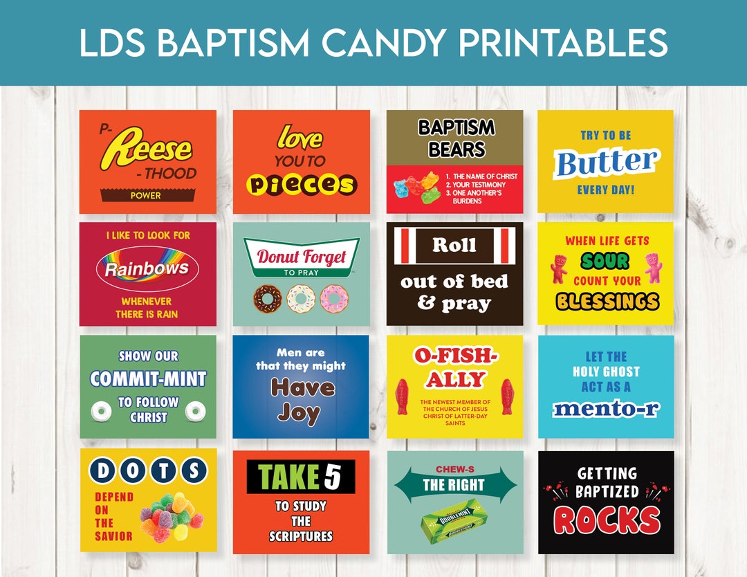 16 LDS Baptism Candy Printables | Treat Printables | LDS Baptism | LDS ...