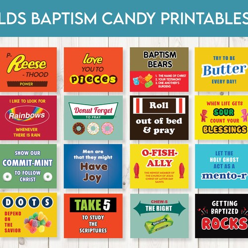16 LDS Baptism Candy Printables Treat Printables LDS | Etsy