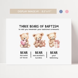 LDS Three Bears of Baptism Printable Bundle | Blue and Pink | 8 Unique ...