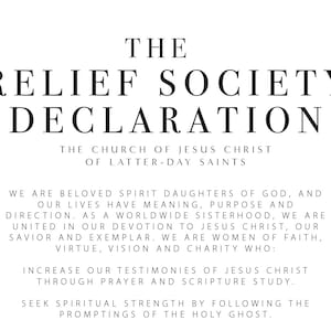 LDS Relief Society Declaration Printable | LDS Relief Society Poster ...