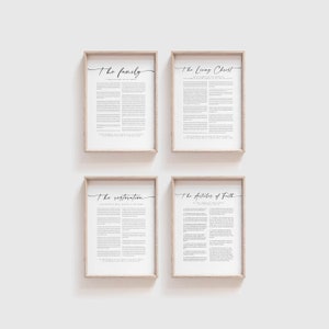 LDS Proclamation Bundle Cursive | 5 Sizes | Living Christ | Family Proclamation | Articles of Faith | Restoration | Digital Download