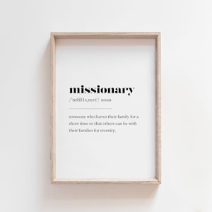 Missionary Definition Print | LDS Missionary Poster | LDS Mission Gift | LDS Called to Serve | Five Sizes | Digital Download