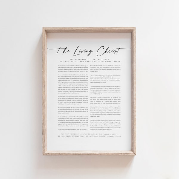 The Living Christ Cursive | Five Sizes | Digital Download | lds proclamation | lds poster | lds gift | lds jesus christ | lds christ